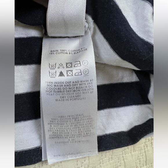 Victoria By Victoria Beckham Striped Short Sleeve Shirt White Blue Women’s Large - Picture 3 of 7